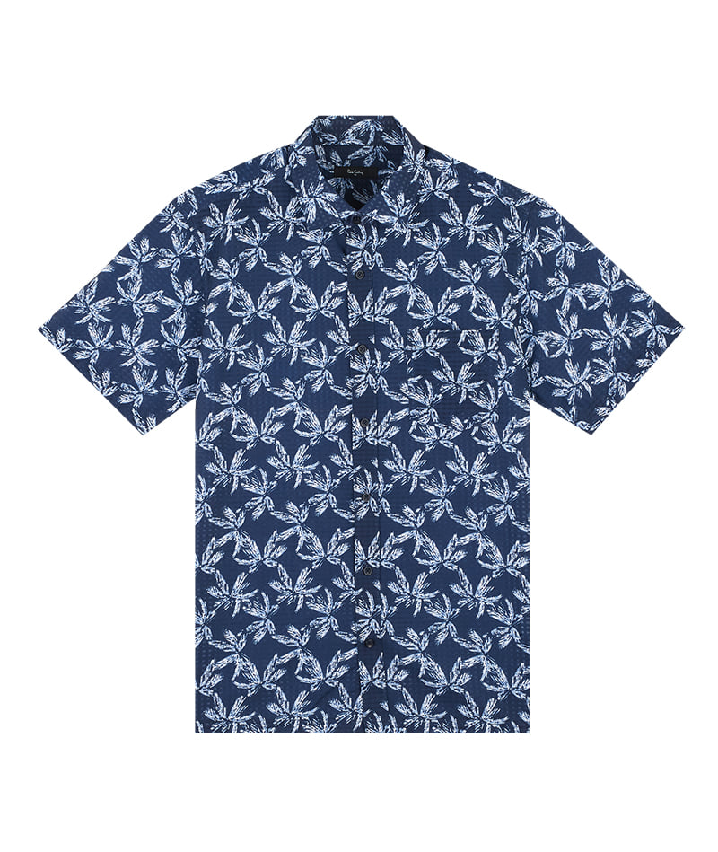 [피에르가르뎅] 나뭇잎 패턴 프린트 노말핏 남자 셔츠 PMWS2610 - 던필드몰_DawnFieldMall